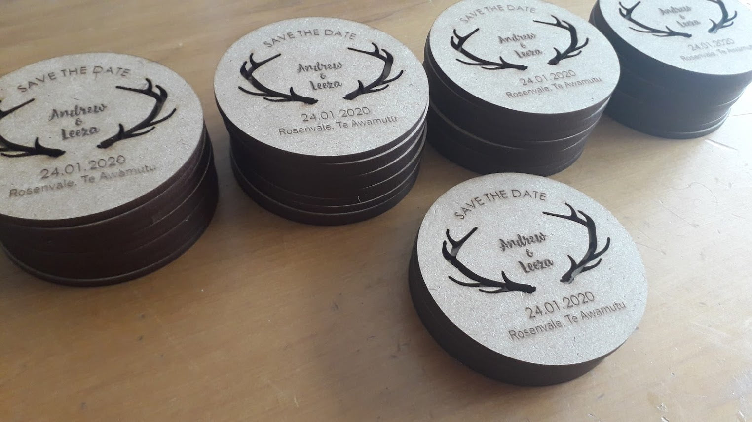 Wedding Save the Date Antler Cut Token