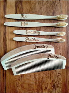 Bamboo Comb Name Engraved