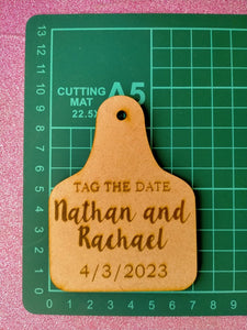 Wedding Save the Date Cow Tags